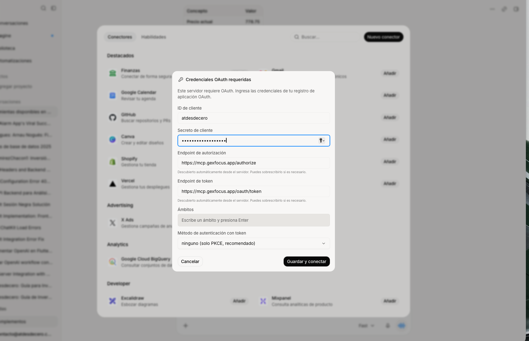Step 2 — Configure GEXfocus OAuth credentials in Grok